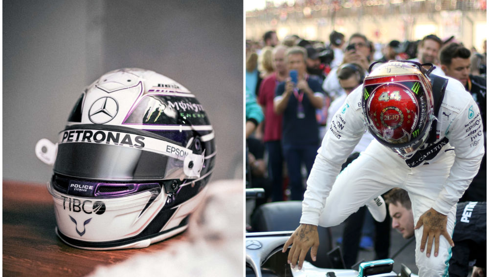 Hamilton sorprendio con los nuevos colores de su casco Carburando