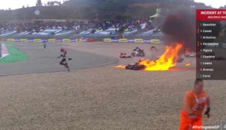 Caída múltiple con incendio en Portugal