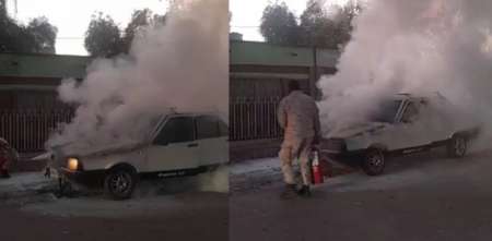 Incendio: llevaba a su hija al colegio y el auto se prendió fuego
