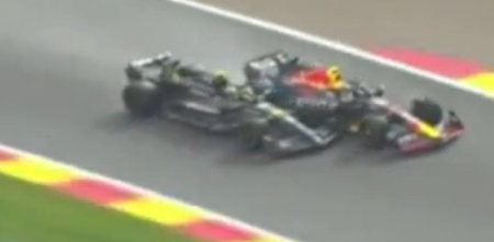 F1: ¡Áspero! el duelo entre Hamilton y Pérez que provocó la sanción al británico