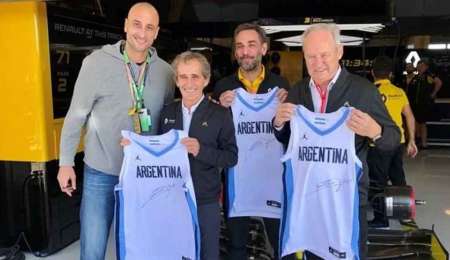 Ginóbili estuvo en la F1 y le regaló una camiseta a Prost