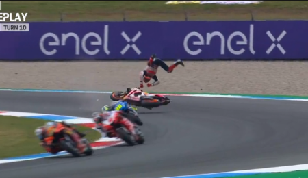 Fuerte caída de Márquez y dominio de Viñales