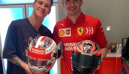 Leclerc y Quartararo intercambiaron sus cascos en Abu Dhabi