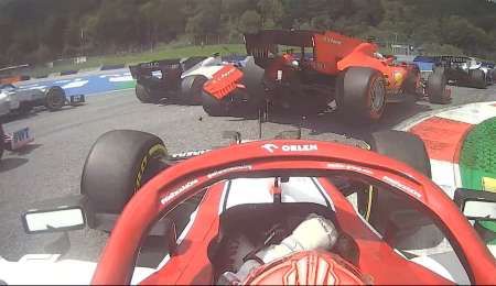 Insólito toque entre las Ferrari de Vettel y Leclerc en Austria