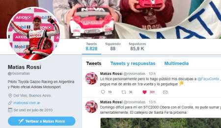 Las disculpas de Rossi en las redes sociales