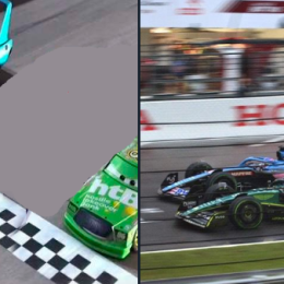 VIDEO: como en la película Cars, pero en la F1