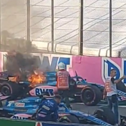 VIDEO: fuego en un auto de F1 tras el Sprint en Brasil