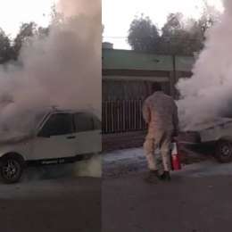Incendio: llevaba a su hija al colegio y el auto se prendió fuego