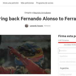 Piden a una ONG la vuelta de Alonso a Ferrari