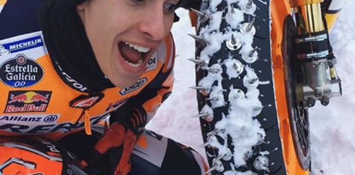 Marc Márquez probó en la nieve