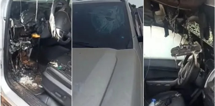 ¡Impresionante! Un rayo impactó sobre una camioneta, pero destruyó solo el interior