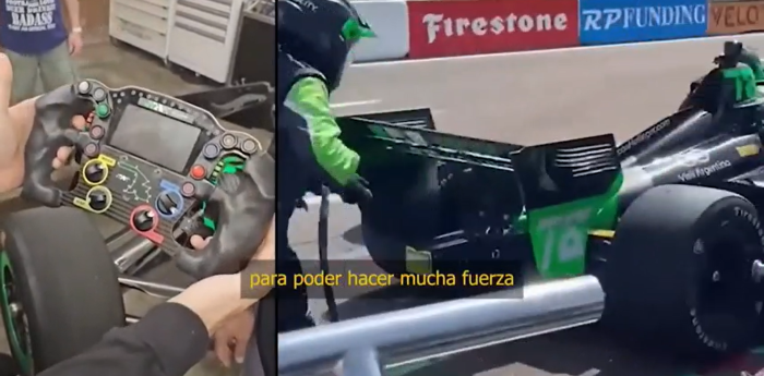 ¿Cómo es el volante que utiliza Canapino en la IndyCar?