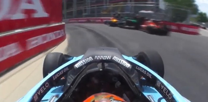 IndyCar: el incidente entre Canapino, Rosenqvist y Pedersen desde el auto de Rossi